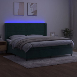 Boxspringbett mit Matratze & LED Dunkelgrün 200x200 cm Samt