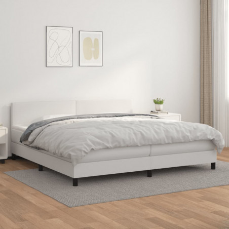 Boxspringbett mit Matratze Weiß 200x200 cm Kunstleder