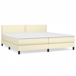 Boxspringbett mit Matratze Creme 200x200 cm Kunstleder