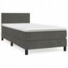 Boxspringbett mit Matratze Dunkelgrau 80x200 cm Samt