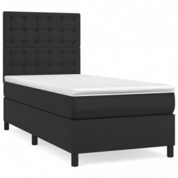 Boxspringbett mit Matratze Schwarz 90x190 cm Kunstleder