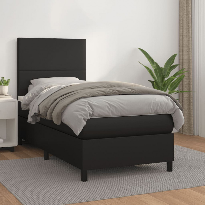 Boxspringbett mit Matratze Schwarz 90x190 cm Kunstleder