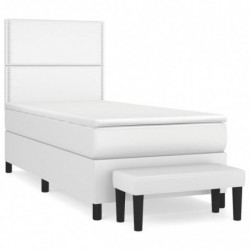Boxspringbett mit Matratze Weiß 80x200 cm Kunstleder