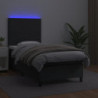 Boxspringbett mit Matratze & LED Schwarz 80x200 cm Kunstleder