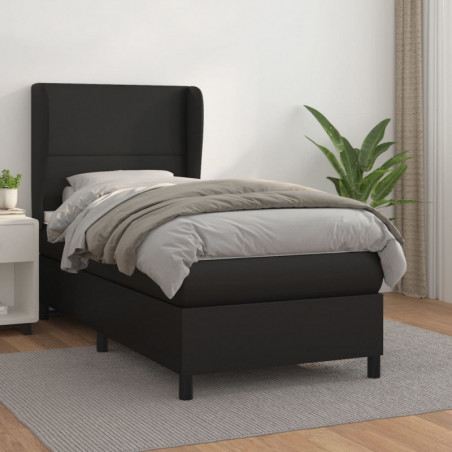 Boxspringbett mit Matratze Schwarz 80x200 cm Kunstleder