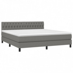 Boxspringbett mit Matratze & LED Dunkelgrau 180x200 cm Stoff