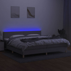 Boxspringbett mit Matratze & LED Hellgrau 200x200 cm Stoff