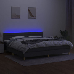 Boxspringbett mit Matratze & LED Dunkelgrau 200x200 cm Stoff