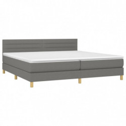 Boxspringbett mit Matratze & LED Dunkelgrau 200x200 cm Stoff