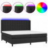 Boxspringbett mit Matratze & LED Schwarz 200x200 cm Kunstleder