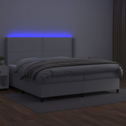 Boxspringbett mit Matratze & LED Weiß 200x200 cm Kunstleder