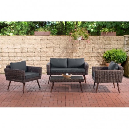 Loungeset Kiruna Rundrattan Braun-meliert 40 cm (Dunkelbraun)