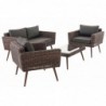 Loungeset Kiruna Rundrattan Braun-meliert 40 cm (Dunkelbraun)
