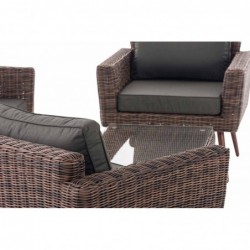 Loungeset Kiruna Rundrattan Braun-meliert 40 cm (Dunkelbraun)