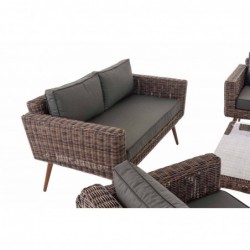 Loungeset Kiruna Rundrattan Braun-meliert 40 cm (Dunkelbraun)