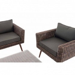 Loungeset Kiruna Rundrattan Braun-meliert 40 cm (Dunkelbraun)
