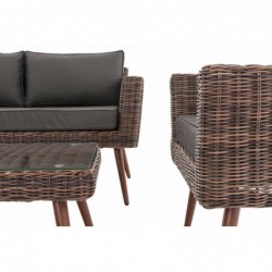 Loungeset Kiruna Rundrattan Braun-meliert 40 cm (Dunkelbraun)
