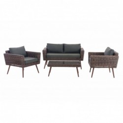 Loungeset Kiruna Rundrattan Braun-meliert 45 cm (Dunkelbraun)