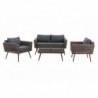Loungeset Kiruna Rundrattan Braun-meliert 45 cm (Dunkelbraun)