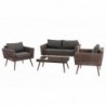 Loungeset Kiruna Rundrattan Braun-meliert 45 cm (Dunkelbraun)