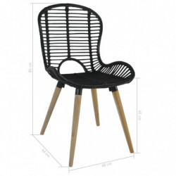 Esszimmerstühle 6 Stk. Natur Rattan Schwarz