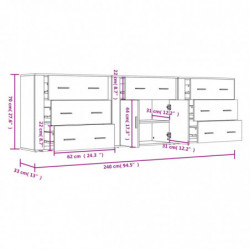 Sideboards 3 Stk. Betongrau Holzwerkstoff