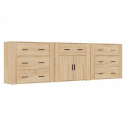 Sideboards 3 Stk. Sonoma-Eiche Holzwerkstoff