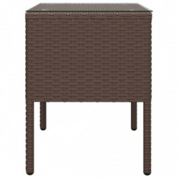 Beistelltisch Braun 53x37x48 cm Poly Rattan und Hartglas