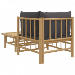 2-tlg. Garten-Lounge-Set mit Dunkelgrauen Kissen Bambus