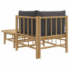 2-tlg. Garten-Lounge-Set mit Dunkelgrauen Kissen Bambus