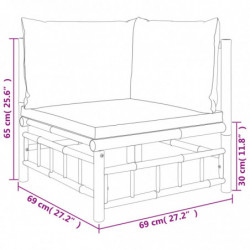 2-tlg. Garten-Lounge-Set mit Dunkelgrauen Kissen Bambus