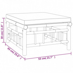 3-tlg. Garten-Lounge-Set mit Dunkelgrauen Kissen Bambus