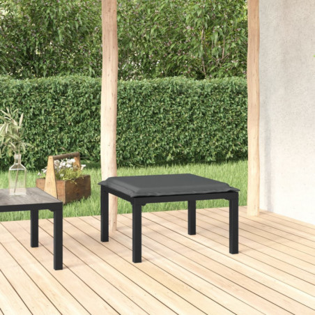 Gartenhocker mit Kissen Schwarz und Grau Poly Rattan