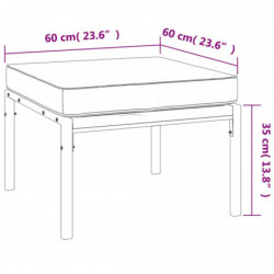 Gartenhocker mit Grauen Kissen 2 Stk. 60x60x35 cm Stahl