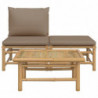 3-tlg. Garten-Lounge-Set mit Taupe Kissen Bambus