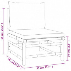 3-tlg. Garten-Lounge-Set mit Taupe Kissen Bambus