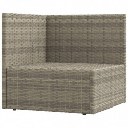 Garten-Ecksofa mit Kissen Grau Poly Rattan