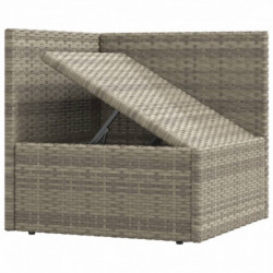 Garten-Ecksofa mit Kissen Grau Poly Rattan