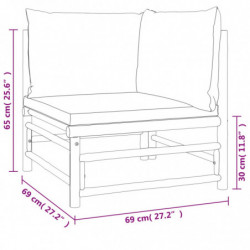 2-tlg. Garten-Lounge-Set Hellgraue Kissen Bambus