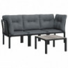 4-tlg. Garten-Lounge-Set Schwarz und Grau Poly Rattan