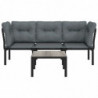 4-tlg. Garten-Lounge-Set Schwarz und Grau Poly Rattan