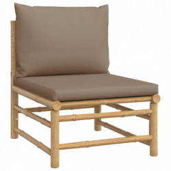 Garten-Mittelsofa mit Taupe Kissen Bambus