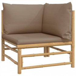 Garten-Ecksofas mit Taupe Kissen 2 Stk. Bambus