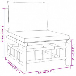 2-tlg. Garten-Lounge-Set mit Cremeweißen Kissen Bambus