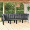 4-tlg. Garten-Lounge-Set Schwarz und Grau Poly Rattan