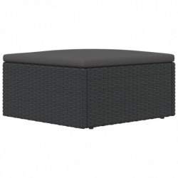 Gartenhocker mit Kissen Schwarz Poly Rattan