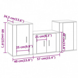 3-tlg. TV-Schrank-Set Braun Eichen-Optik Holzwerkstoff