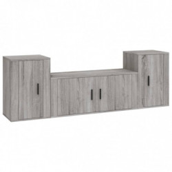 3-tlg. TV-Schrank-Set Grau Sonoma Holzwerkstoff