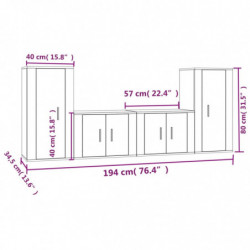 4-tlg. TV-Schrank-Set Braun Eichen-Optik Holzwerkstoff