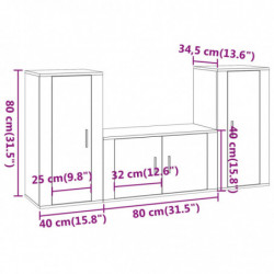 3-tlg. TV-Schrank-Set Schwarz Holzwerkstoff